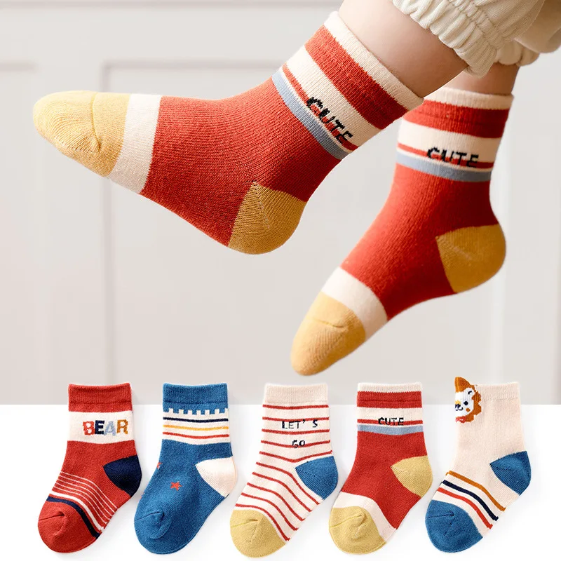 Calcetines de algodón estriados para niños – Cálidos para invierno - imagen 4