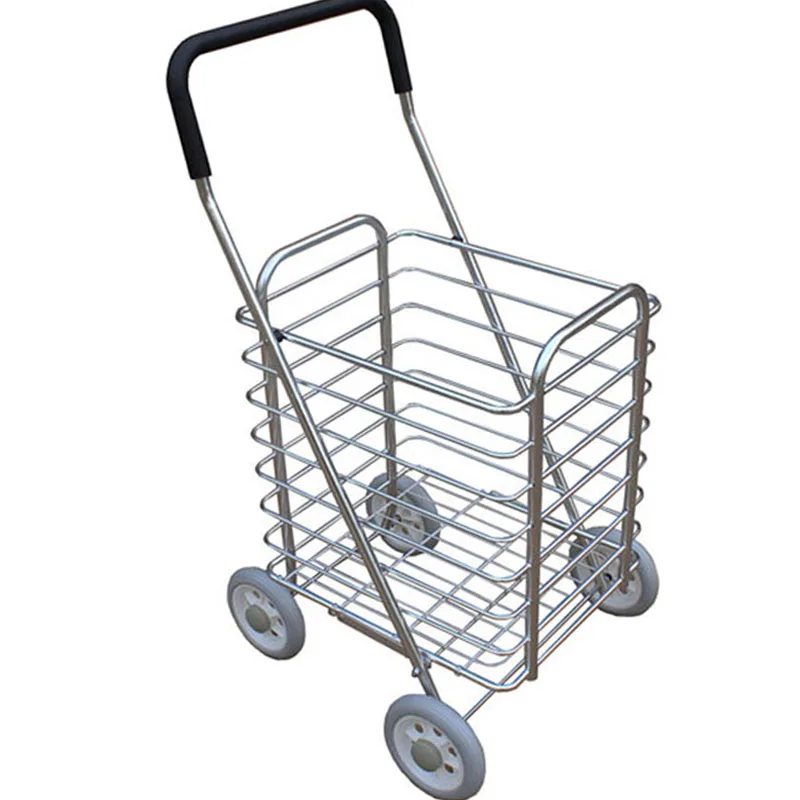 Carrito de compras infantil de aleación con ruedas grandes y remolque