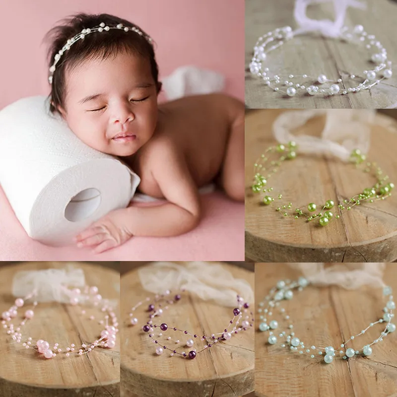 Diadema de perlas para bebé – Tocado delicado - imagen 4