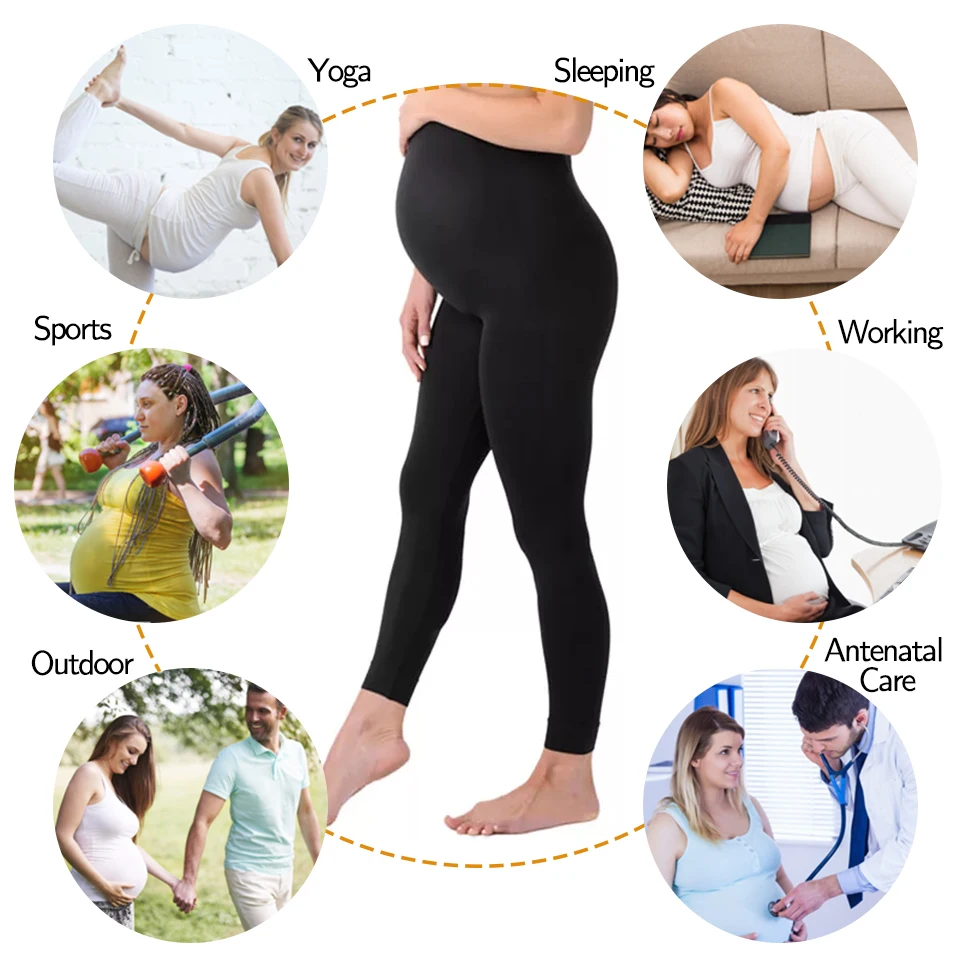Pantalones yoga premamá cintura alta con soporte para vientre - imagen 2