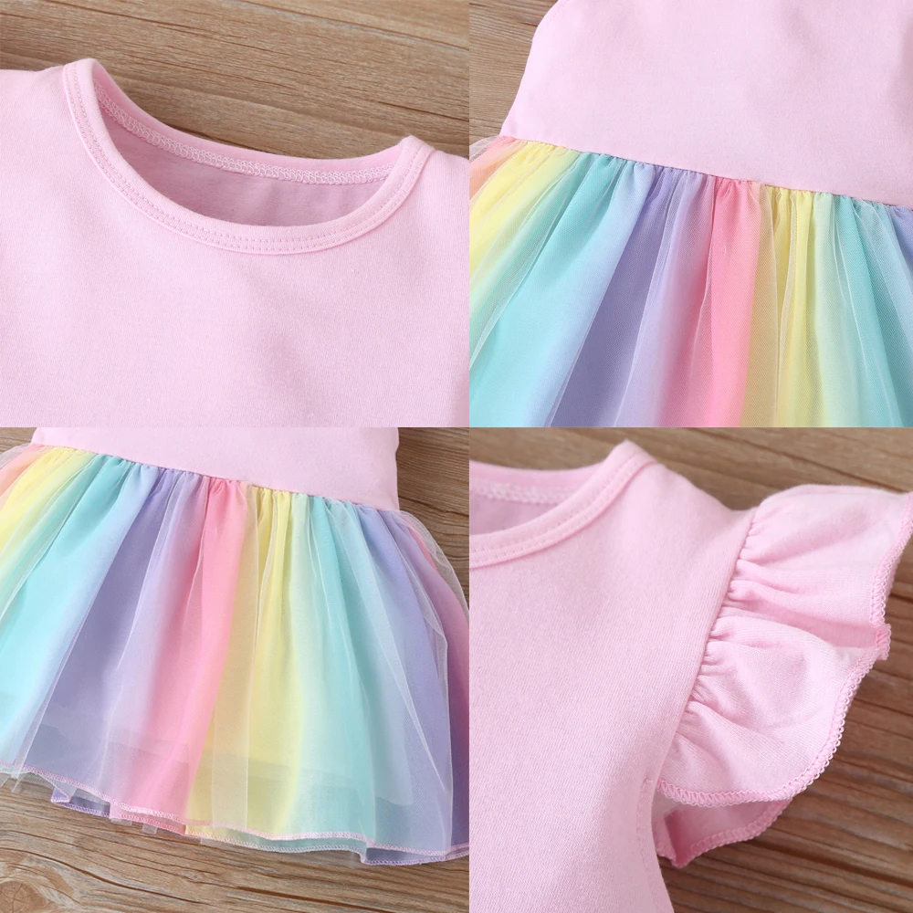 Vestido infantil de verano con letras doradas - Algodón arcoíris - imagen 5