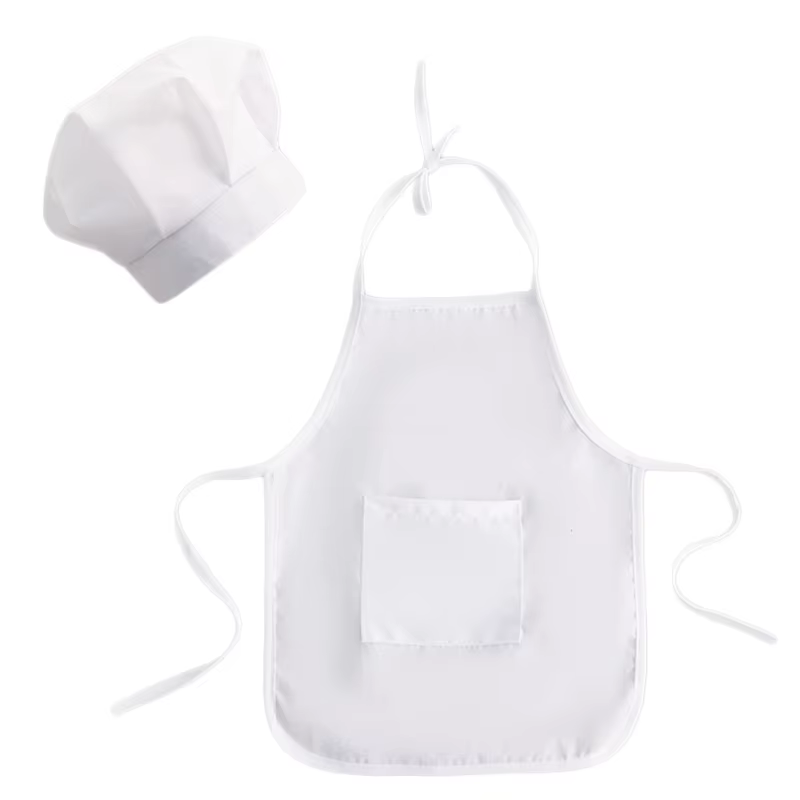 Disfraz de chef blanco para bebé con gorro y delantal de cocina