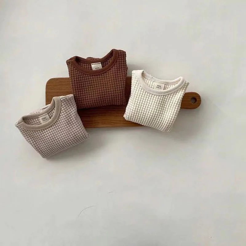 MILANCEL Sudadera con capucha waffle para bebé y niñas – Primavera - imagen 2