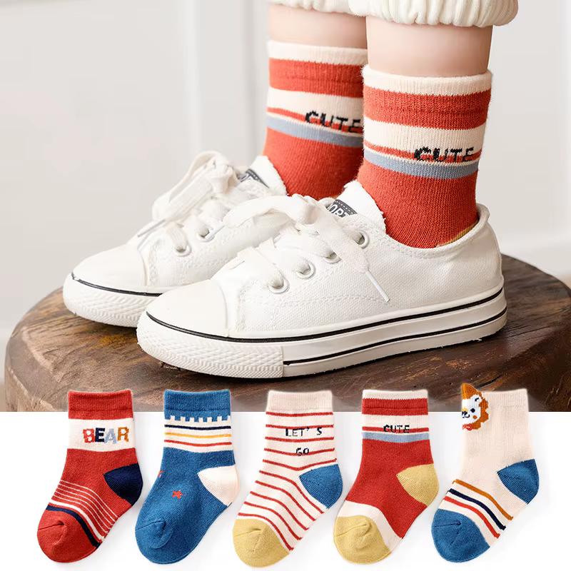 Calcetines de algodón estriados para niños – Cálidos para invierno