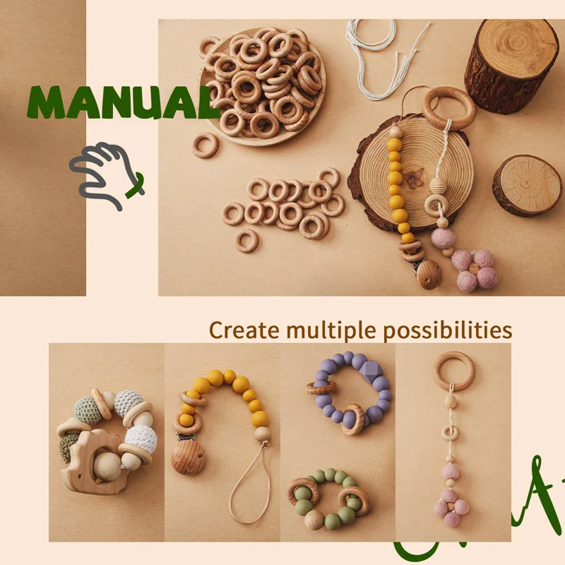 Anillos de madera de haya para mordedor de bebé