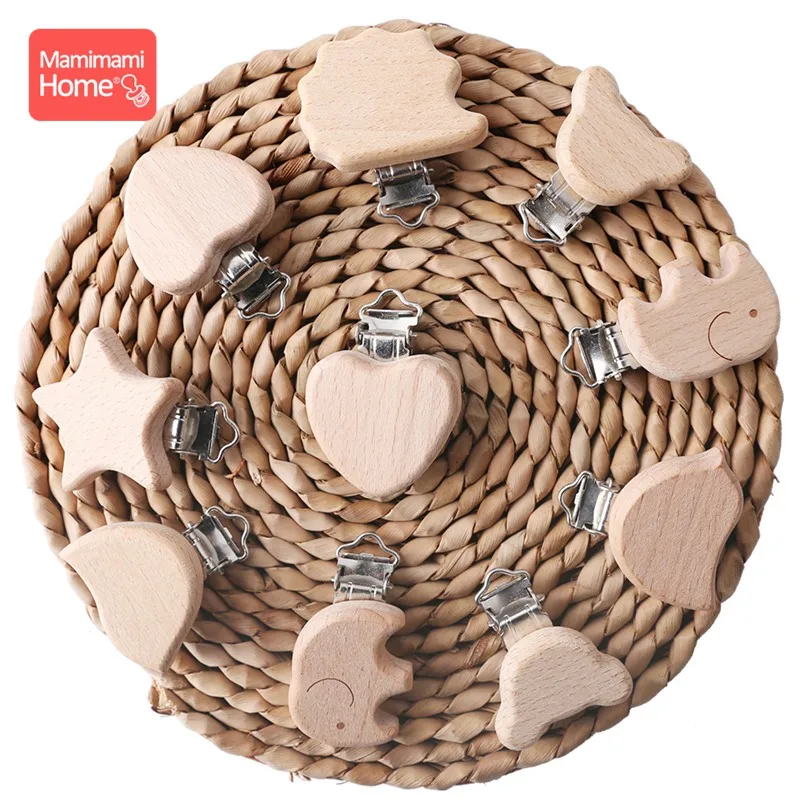 Clips de madera naturales para chupete