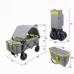 Carro plegable de paseo con toldo para playa y picnic