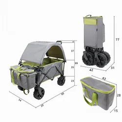 Carro plegable de paseo con toldo para playa y picnic