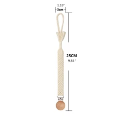 Cadena para chupete madera con cuentas de ganchillo y mordedor