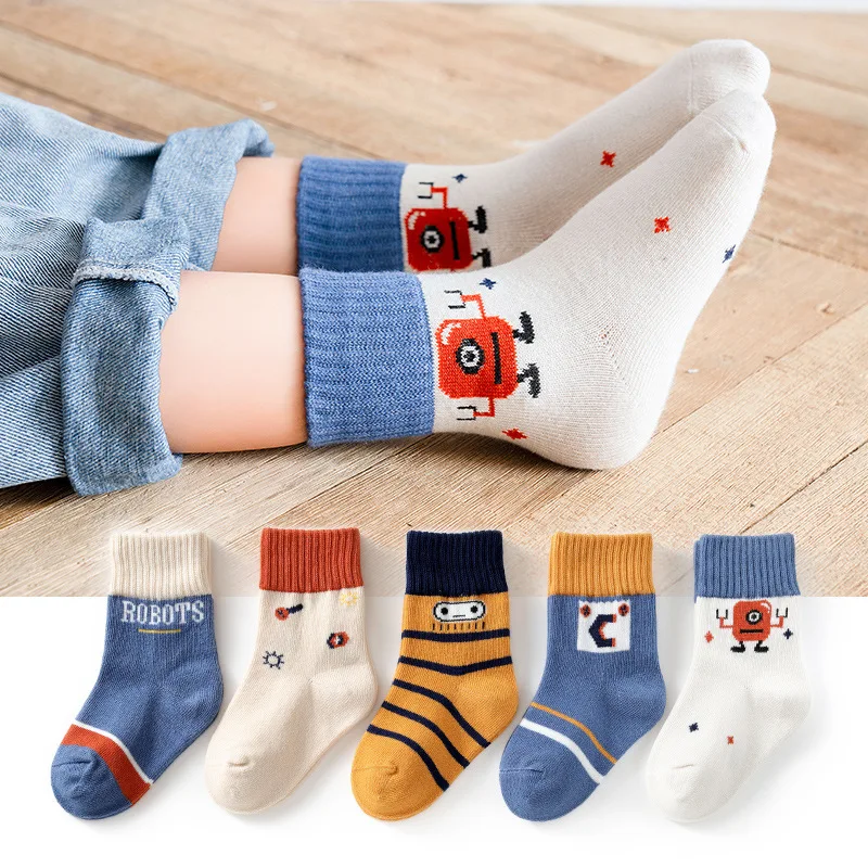 Calcetines de algodón estriados para niños – Cálidos para invierno - imagen 3