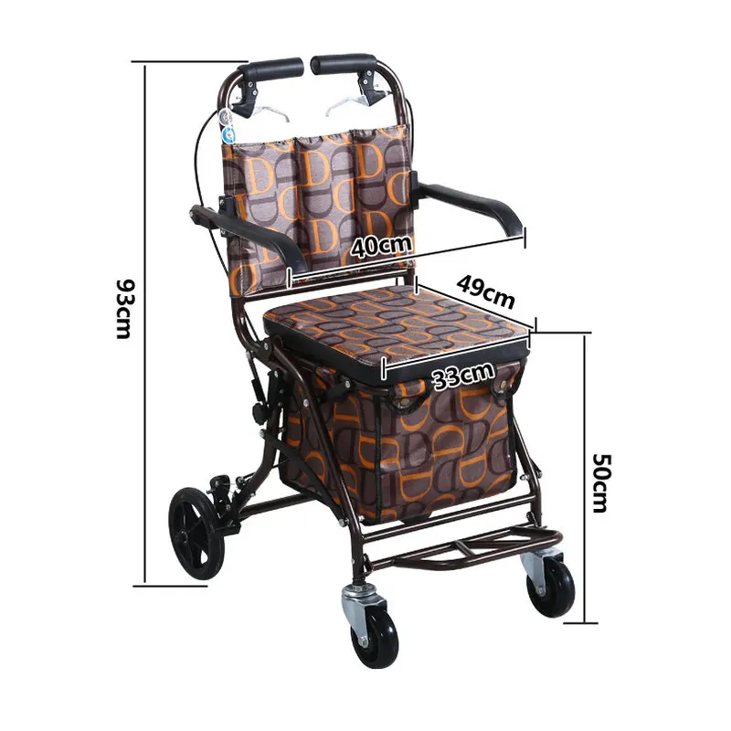 Andador rodante plegable con asiento y ruedas - acero grueso - imagen 3