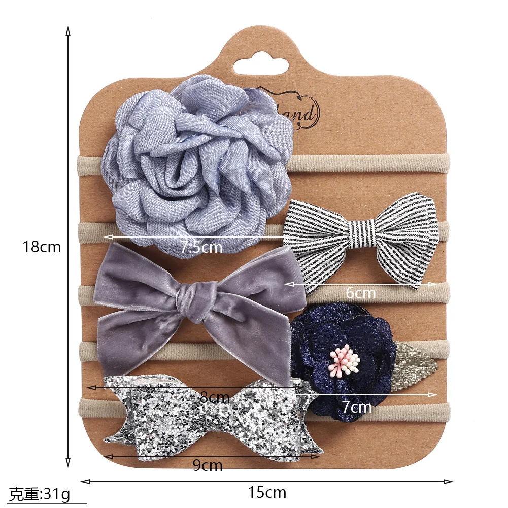 Accesorios recién nacido con diadema lazo y bandas elásticas pelo - imagen 2
