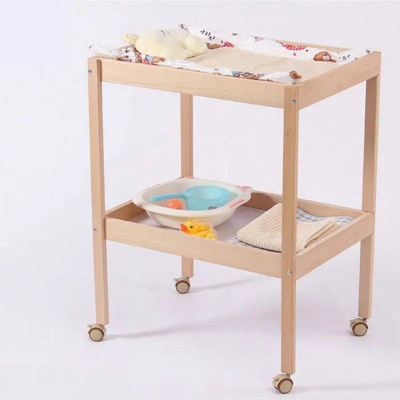 Cambiador de bebé madera maciza con almohadilla acolchada - imagen 4