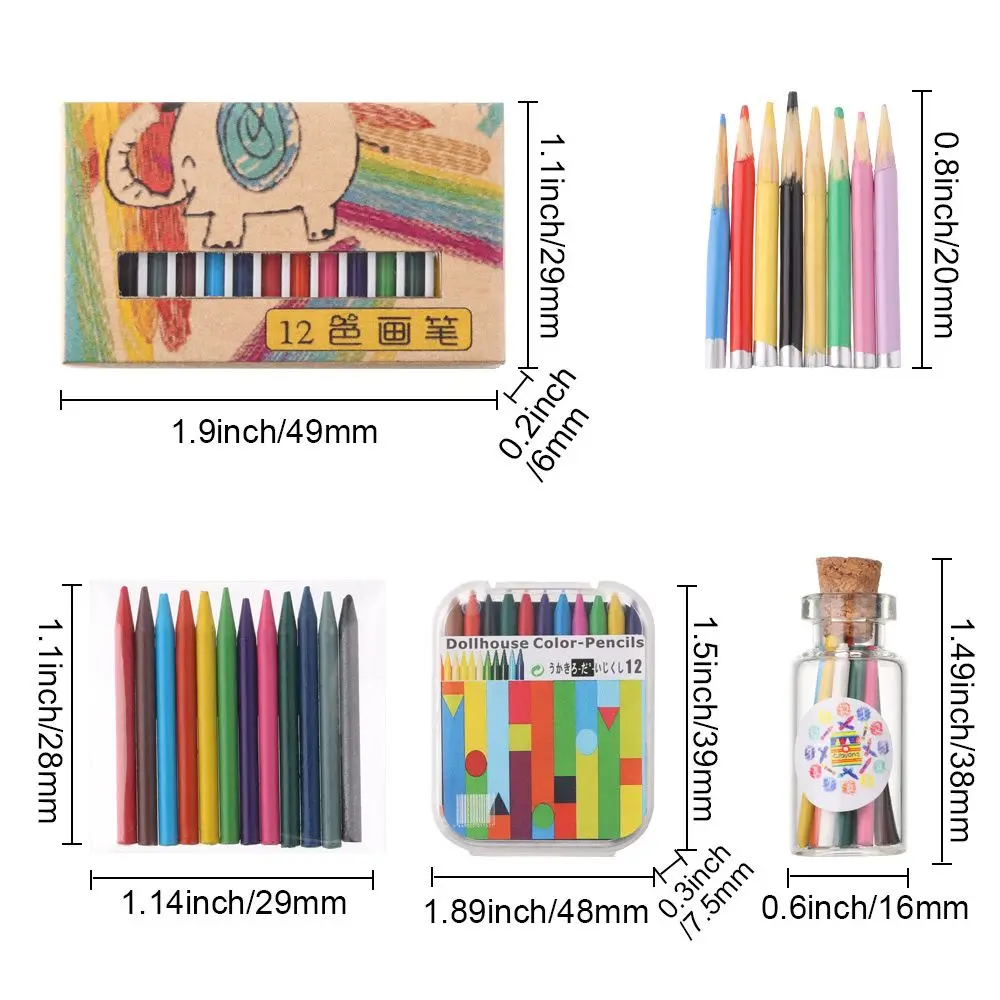 Lápices de colores miniatura sobre superficie blanca