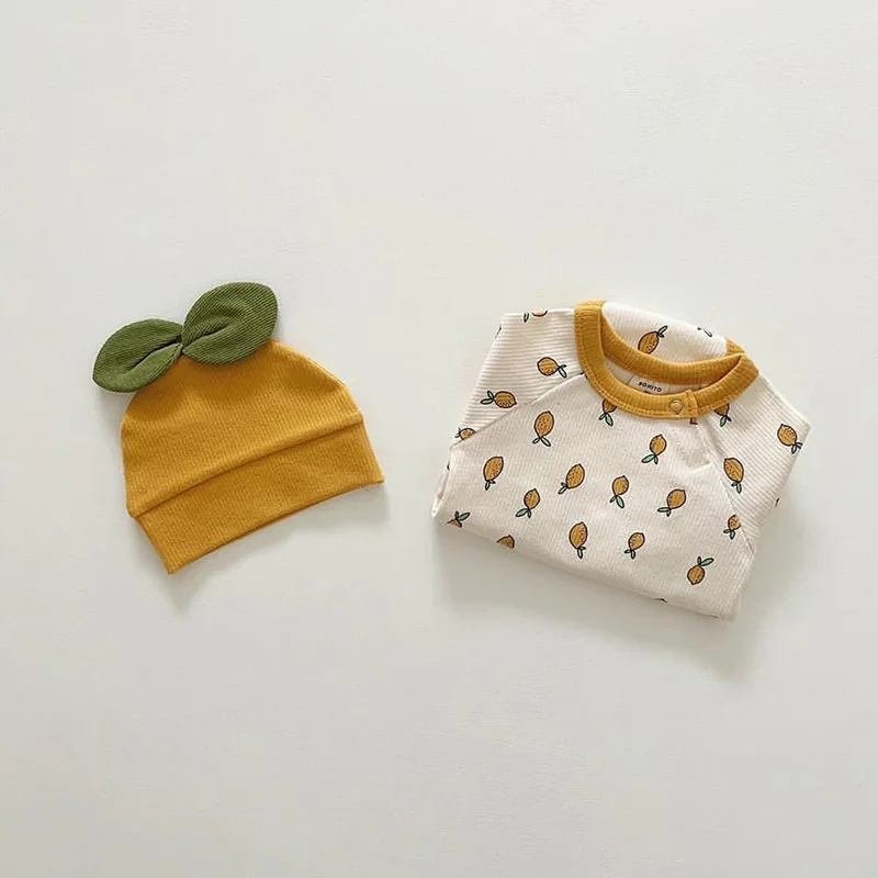 MILANCEL Mono estampado limón con gorro para bebé - imagen 4