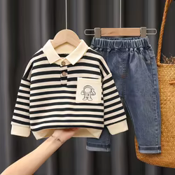 Conjunto chándal infantil de rayas para bebé y niño -Primavera y otoño