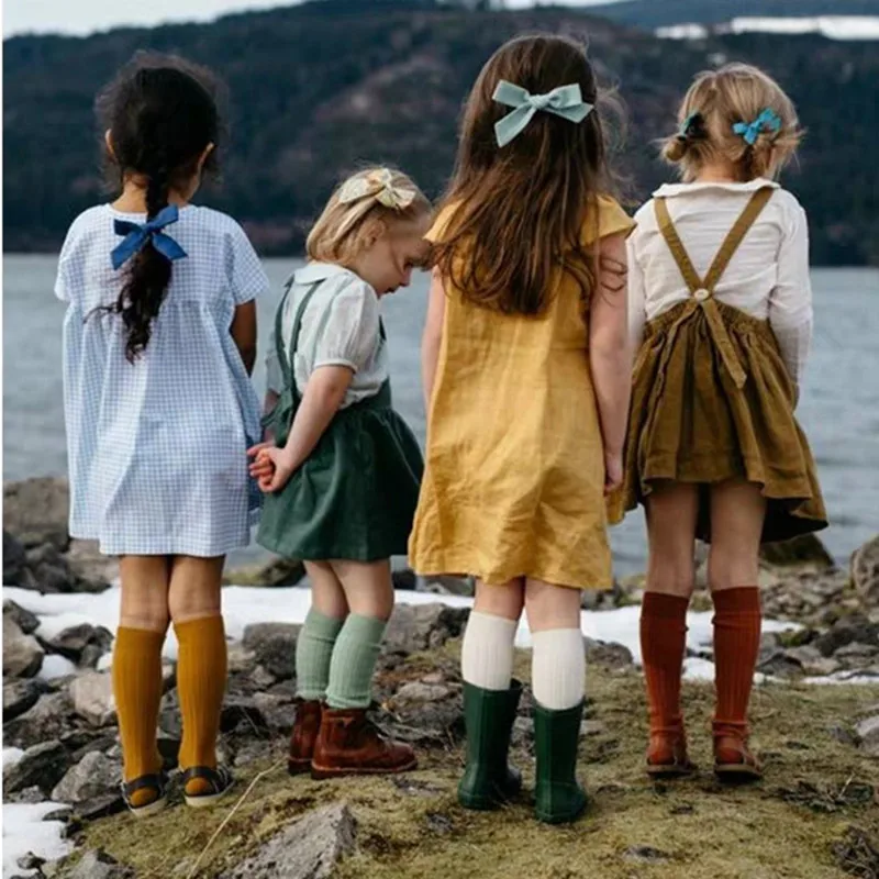 Calcetines largos de algodón para bebé y niño – Rayas lisos - imagen 2