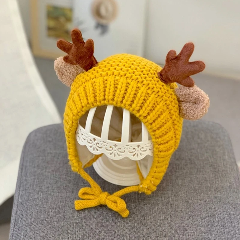 Gorro de bebé con orejeras de punto reno cálido y esponjoso - imagen 2
