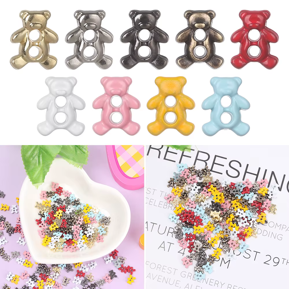 Botones metálicos decorativos con forma de oso para ropa de bebé DIY