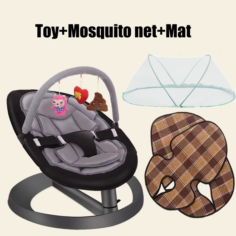 Mecedora bebé con cojín doble reclinable y estante de juguetes