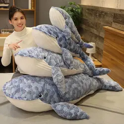 Peluche ballena gigante azul, almohada infantil de animales marinos