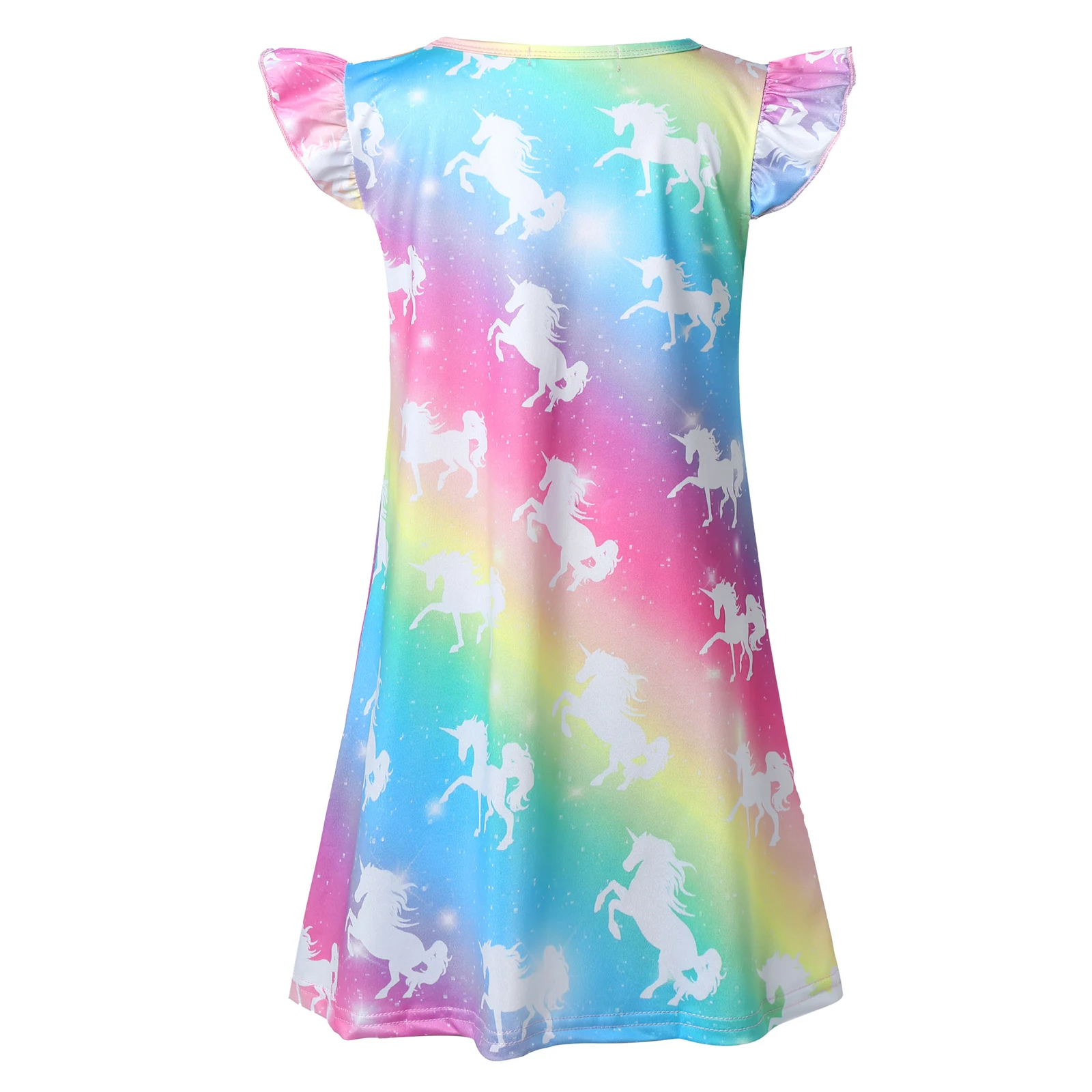 Camisón niña de arcoíris con volantes estilo princesa para dormir - imagen 2