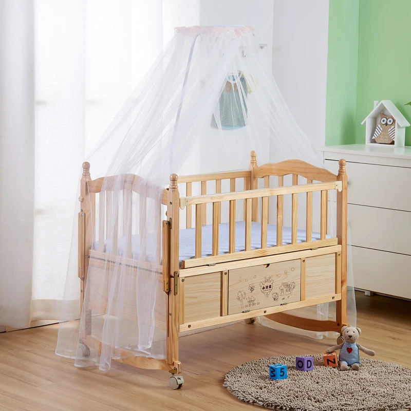 Cuna multifuncional de pino con mecedora - Incluye mosquitera convertible a cama - imagen 5