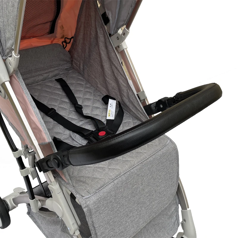 Reposabrazos cochecito bebé – Barra parachoques cuero negro PU - imagen 2
