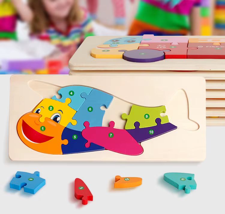 Rompecabezas de madera Montessori con animales