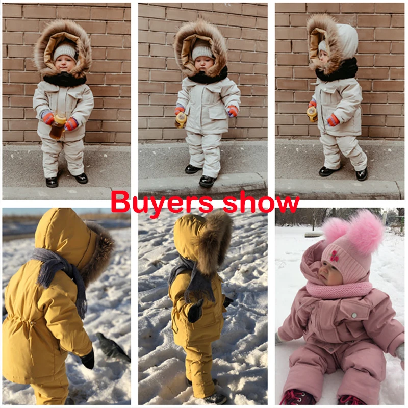 Conjunto invernal chaqueta y pelele para bebés, cuello de piel - imagen 5