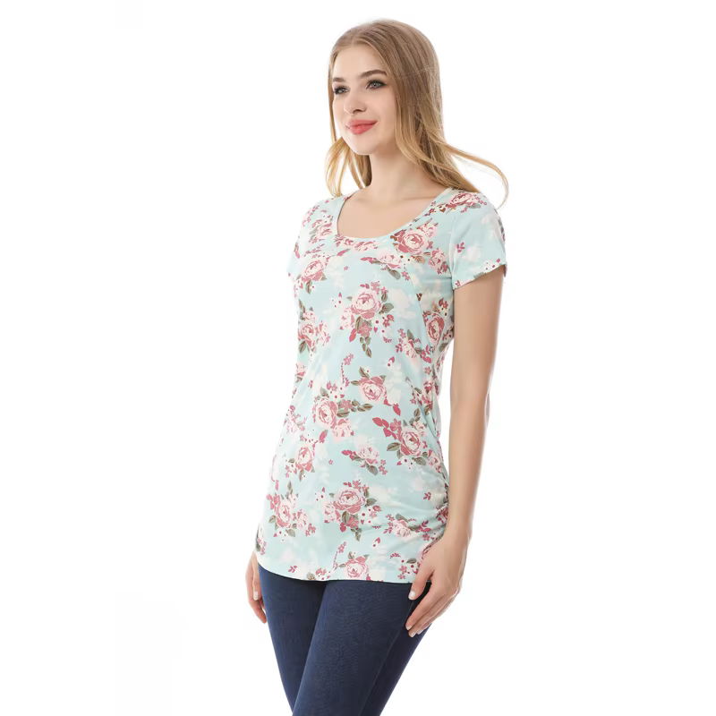 Camiseta de lactation manga corta estampada – Cómoda para embarazo y postparto - imagen 4