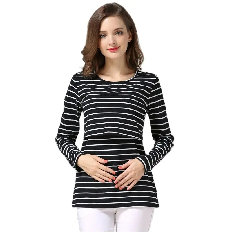 Camiseta maternity a rayas – Algodón manga larga para embarazo y posparto - imagen 5