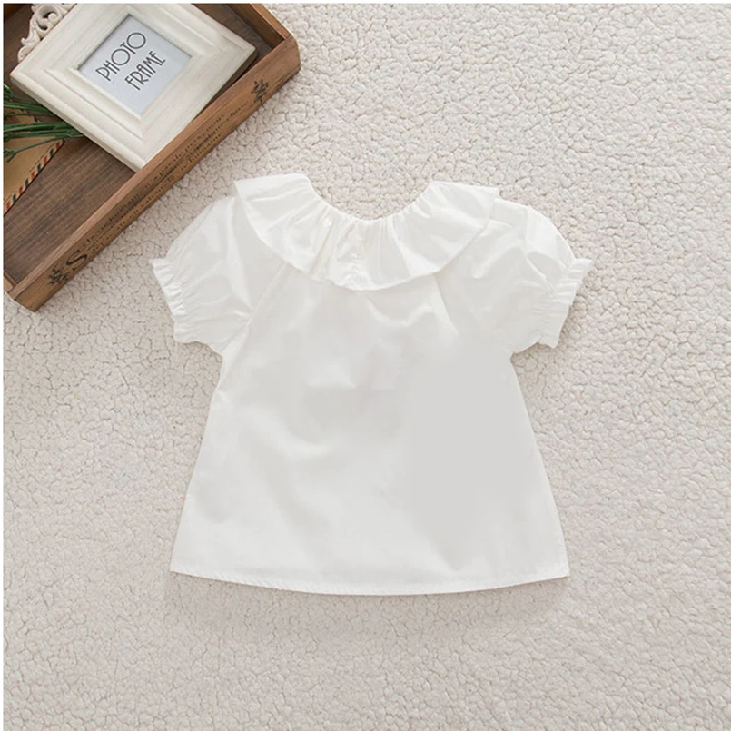 Blusa de algodón transpirable niña con cuello de volantes - imagen 3