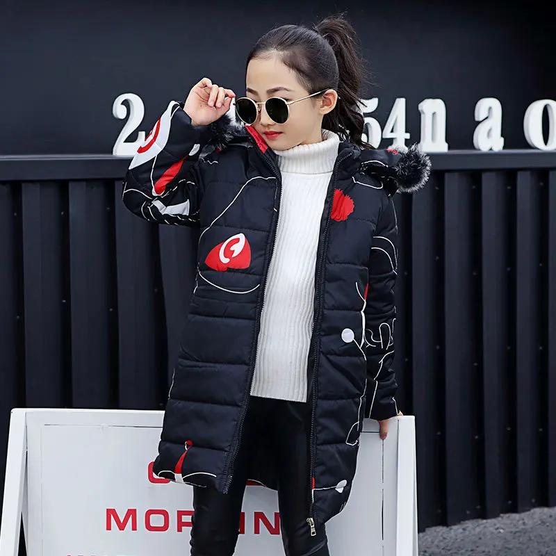 Parka de invierno con capucha y estampado juvenil para niños - imagen 3