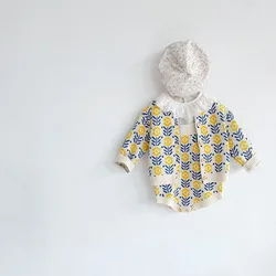 MILANCEL Conjunto otoño para bebé niña – Cárdigan tejido y mono floral