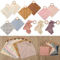 Babero bebé de algodón estampado – paño eructo, mordedor y chupete