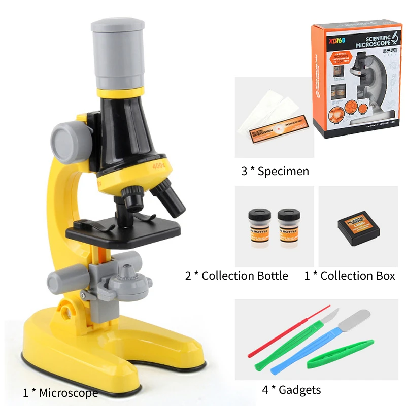 Microscopio LED para niños 1200X, juguete científico educativo