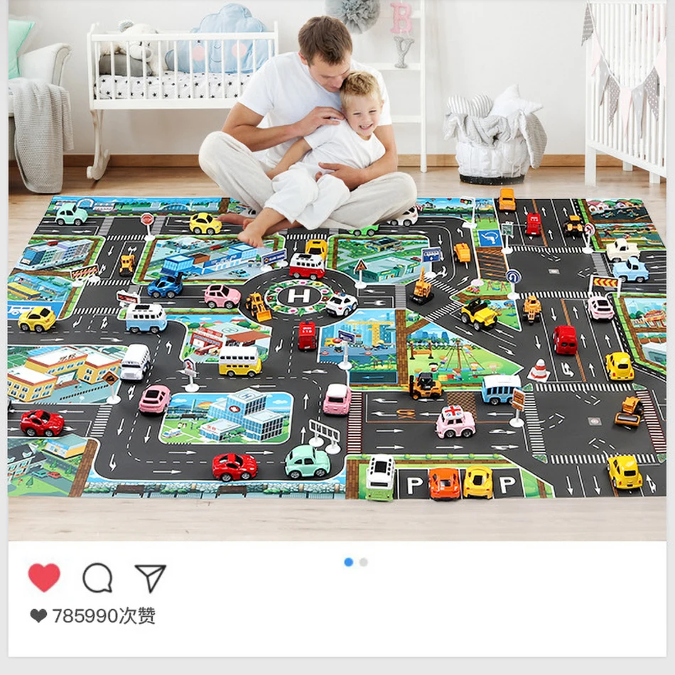 Diseño de ciudad con elementos urbanos