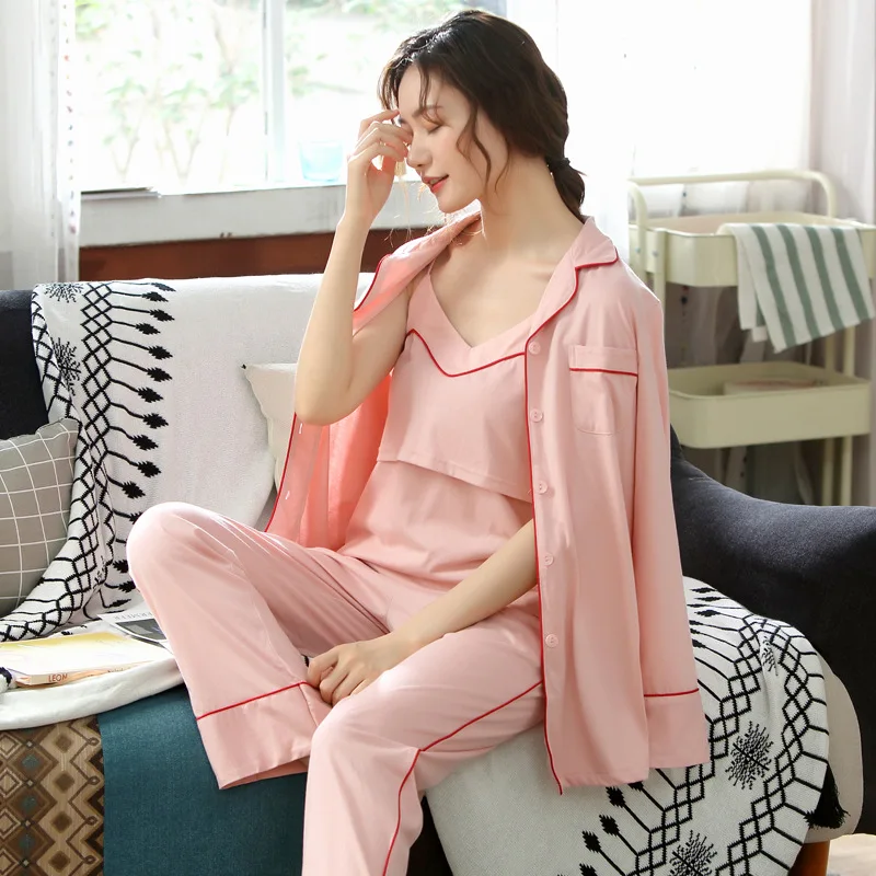 Pijama de lactancia de algodón para verano y embarazo