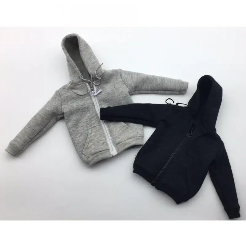 MagiDeal sudadera con capucha y cremallera gris para muñeco - imagen 2