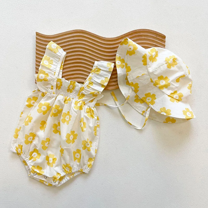 Mono veraniego floral con sombrero para bebé niña - imagen 4