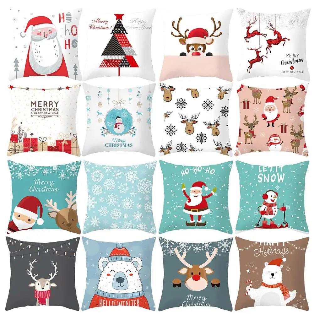 Funda de almohada navideña para niños con renos y Papá Noel - imagen 3