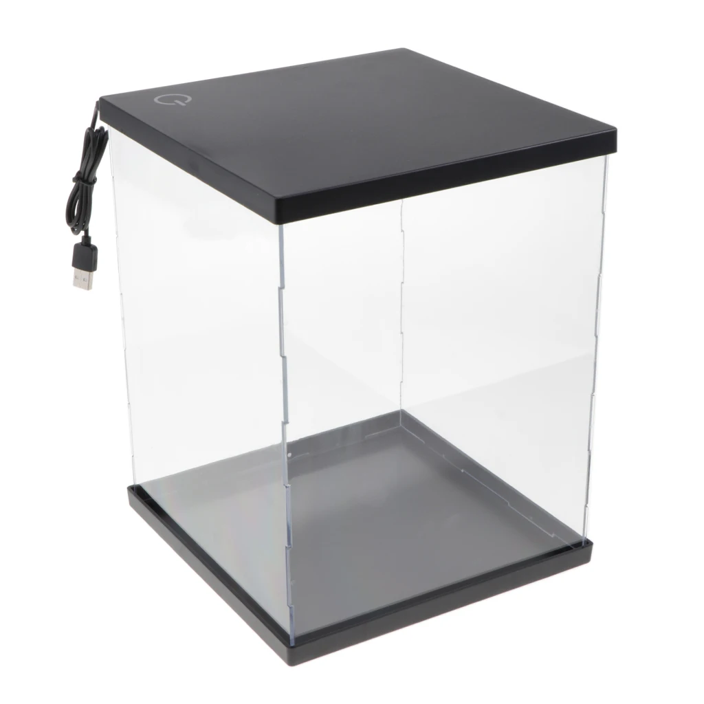 Caja de exhibición acrílica transparente con luces LED antipolvo - imagen 3