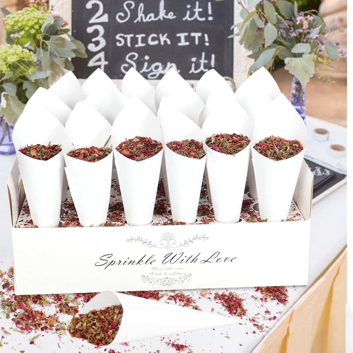 Soporte de conos confeti para boda bandeja papel fiesta - imagen 5