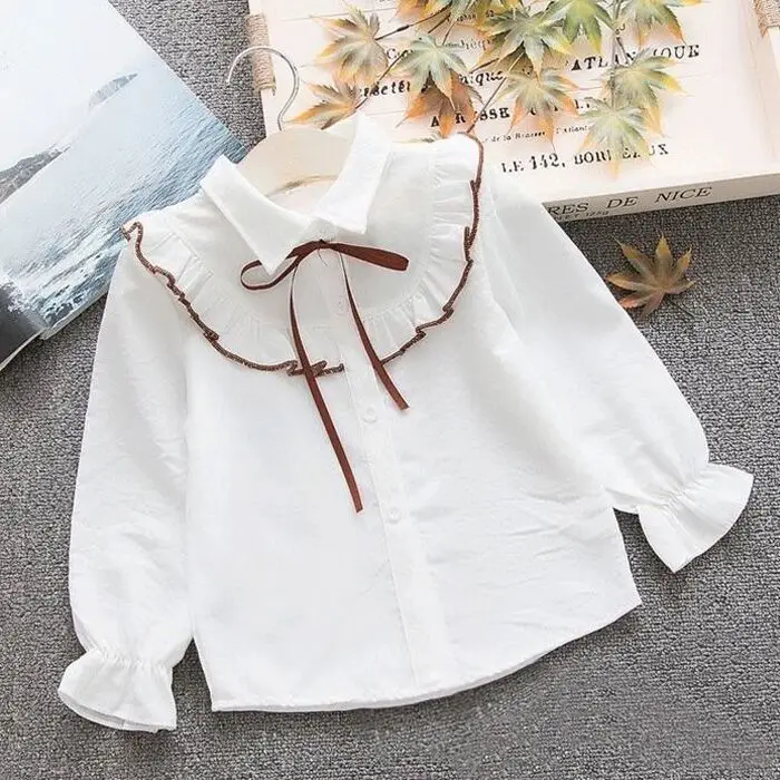 Camisa escolar de algodón a rayas, manga larga para niña - imagen 2