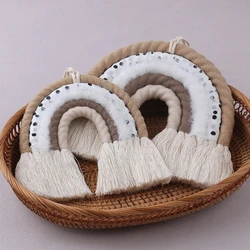 Tapiz arcoíris macramé de algodón para habitación infantil