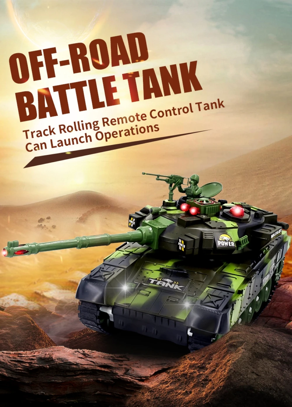 Tanque RC grande en diseño militar