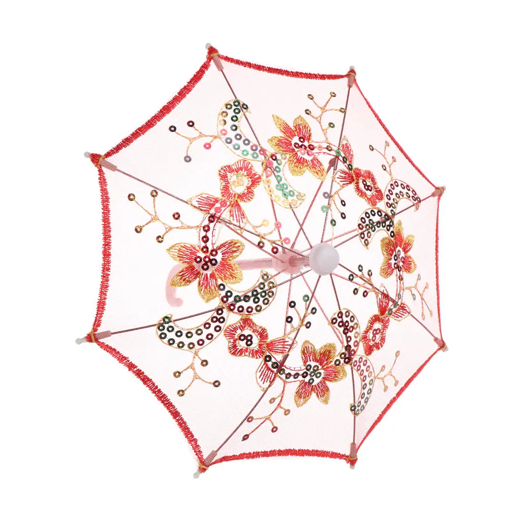 Sombrilla bordada de encaje para niña – Accesorio de lluvia hecho a mano - imagen 2