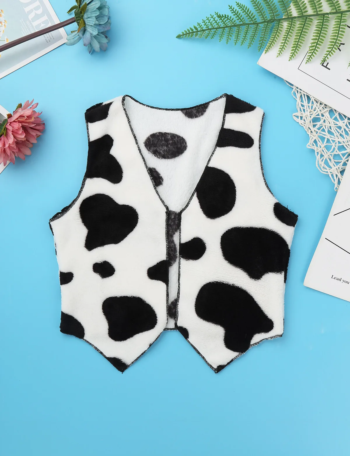 Disfraz de vaquero infantil sin mangas con chaleco estampado vaca