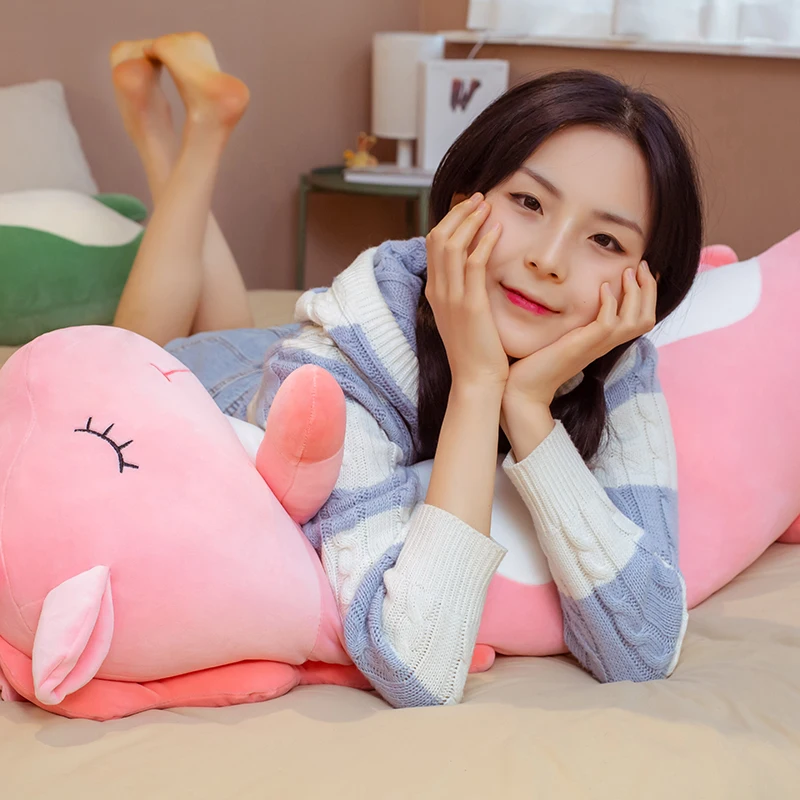 Peluche almohada larga de dinosaurio, unicornio y gato suave